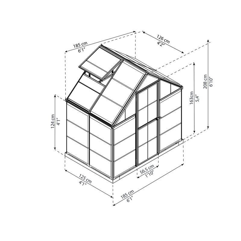 Harmony 6 ft. x 4 ft. Green/Clear DIY Greenhouse Kit - 6ft x4ft