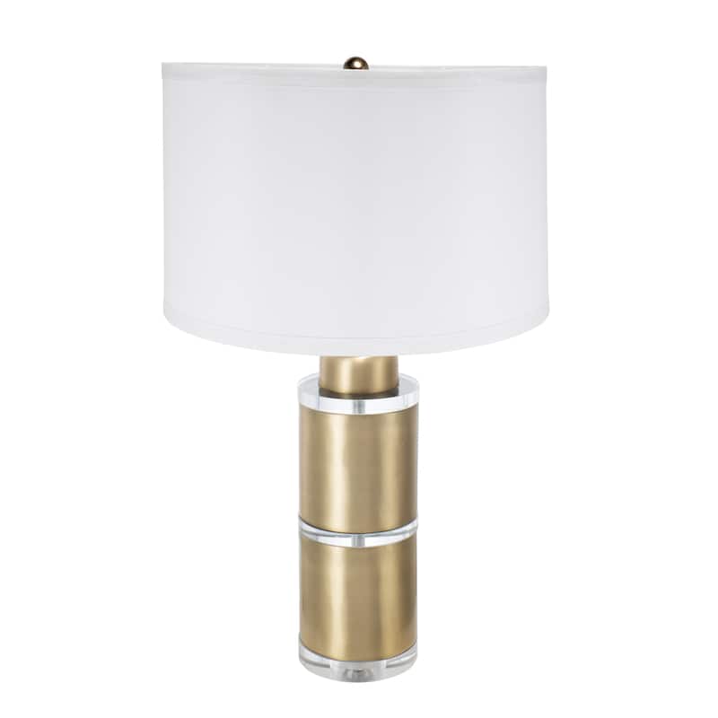 D15x25.5" Gold and White Cylinder Table Lamp with Drum Shade
