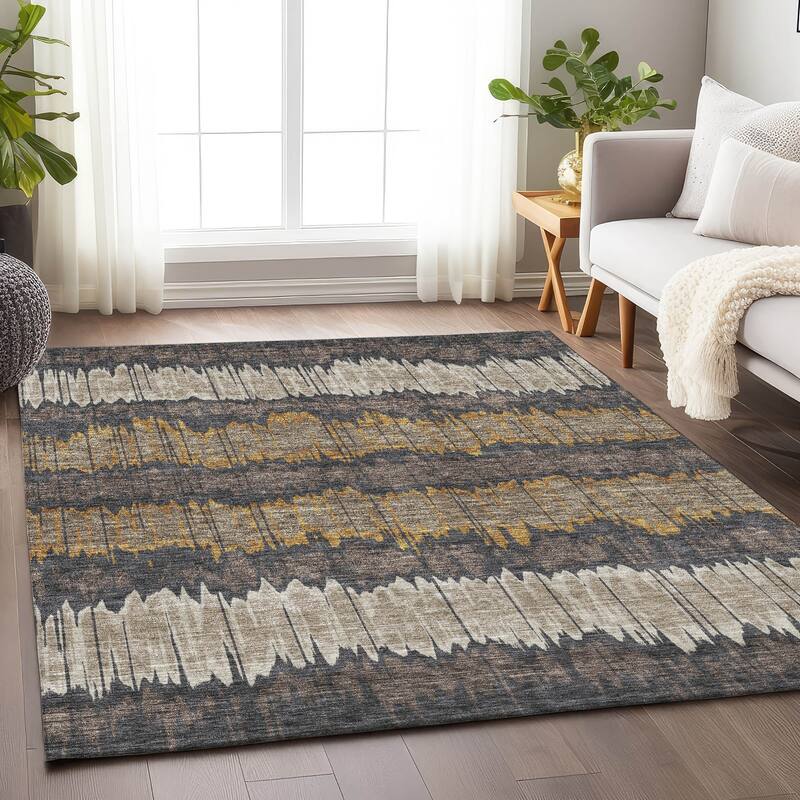 Premium Washable Super Soft Modern Stripe Mayfield Rug - Fudge - 10' x 14' - Rectangle