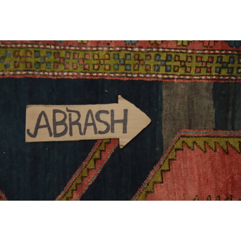 Hand Knotted Oriental 100% Wool Carpet Traditional Tribal Navy Blue & Blues Meshkin Runner Rug - 11' 0'' X 4' 1''