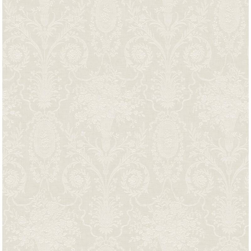 Seabrook Designs Brynn Tonal Bouquets Unpasted Wallpaper - 20.5 in. W x 33 ft. L - Cream