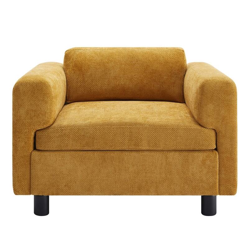 Modern Oversized Armchair Comfy Accent Chair Single Sofa, Woven Velvet Fabric