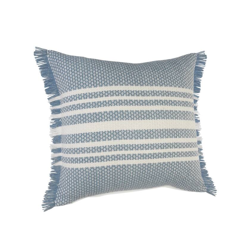 HomeRoots 24" X 24" Blue Zippered Coastal Indoor Outdoor Throw Pillow - 24