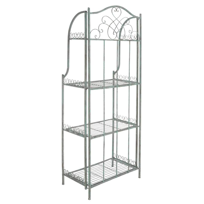 SAFAVIEH Bryn Victorian Wrought Iron 4-Tier Outdoor Bakers Rack - 25 In. W x 15 In. D x 63 In. H - 25"W x 15"D x 63"H
