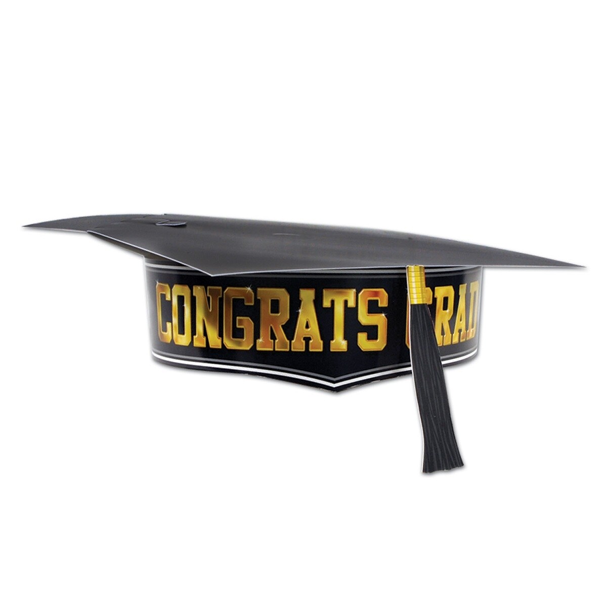 Club Pack of 12 Black and Gold Adjustable Paper Graduation Cap
