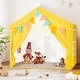 preview thumbnail 12 of 28, EROMMY Kids Tent Playhouse with LED Star Lights and Padded Mat, Large Indoor Toddler Tent for Boys and Girls. Yellow