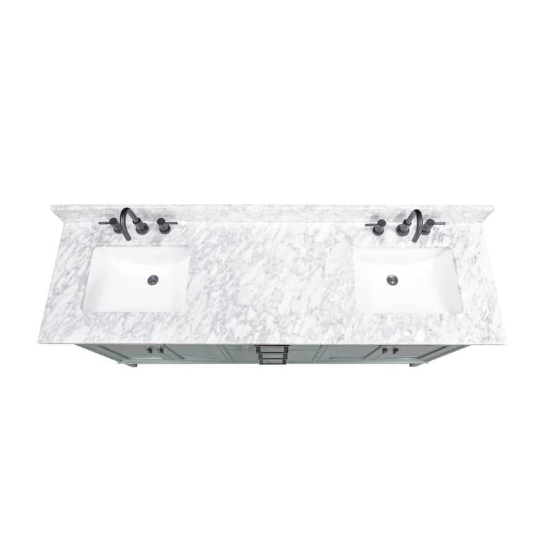 Madison 72 in. Double Sink Bathroom Vanity with Carrara Marble Top - 73"W x 22"D