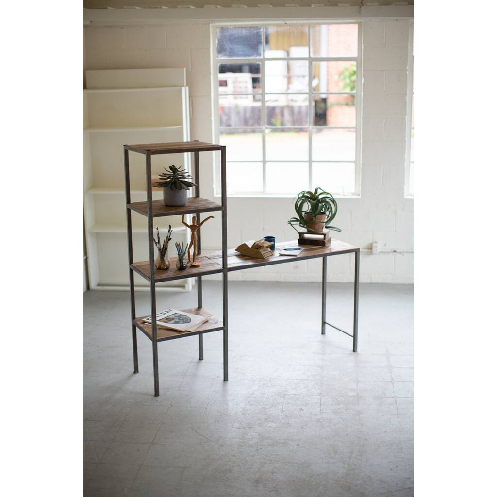 Recycled Wood and Metal Work Station, 60-inch Tall