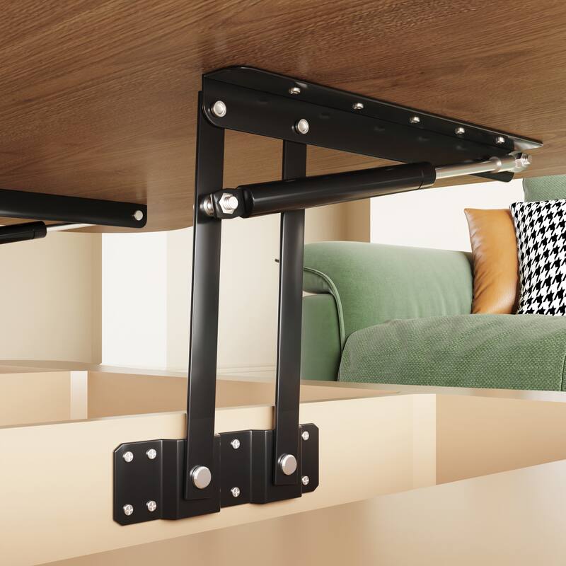 Lift Top Coffee Table 42" - Fluted Panel Hidden Storage, Silent Hydraulic Lift, Curved Safety Corners,5 Min Assembly