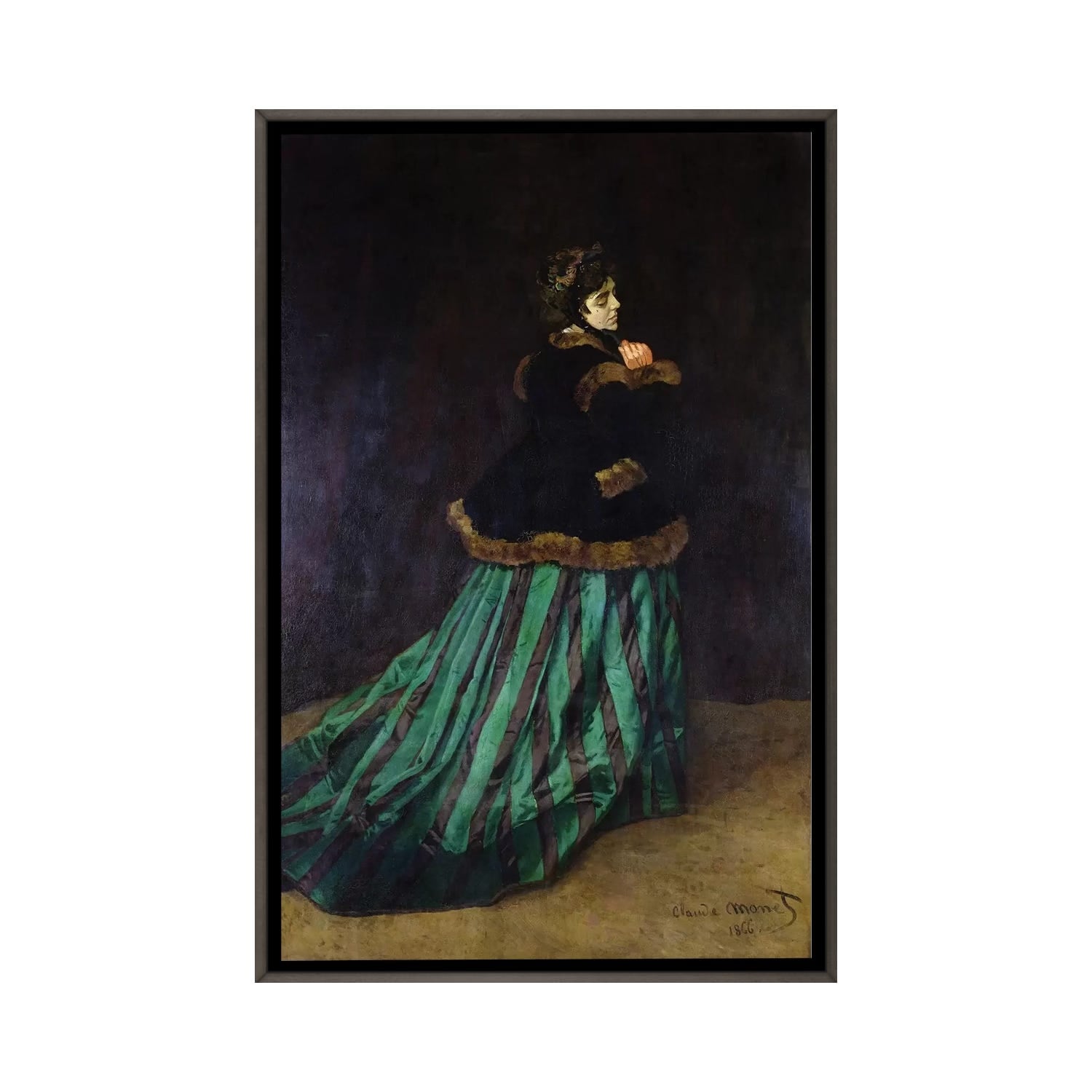 green emerald velvet dress Art-Size Artist Series – Woman with a Parasol, Monet – Quilling Card