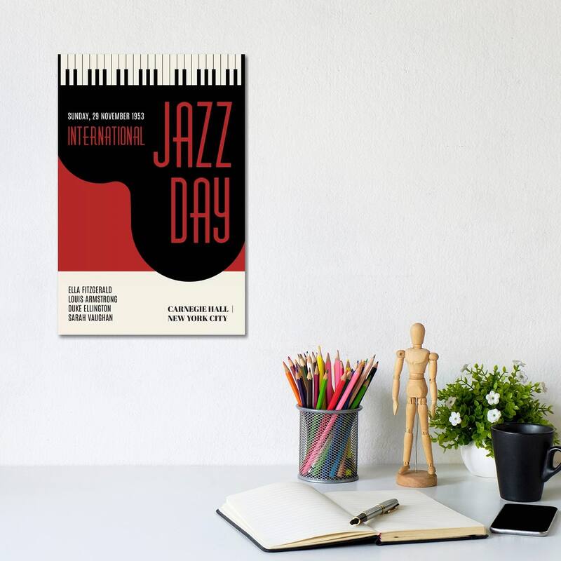 iCanvas "Jazzy Days - Dark Red" by Kubistika Canvas Print - 12x8x0.75