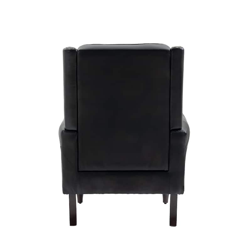 Mid-Century Velvet/Leather Upholstered Tufted Wood Frame Armchair