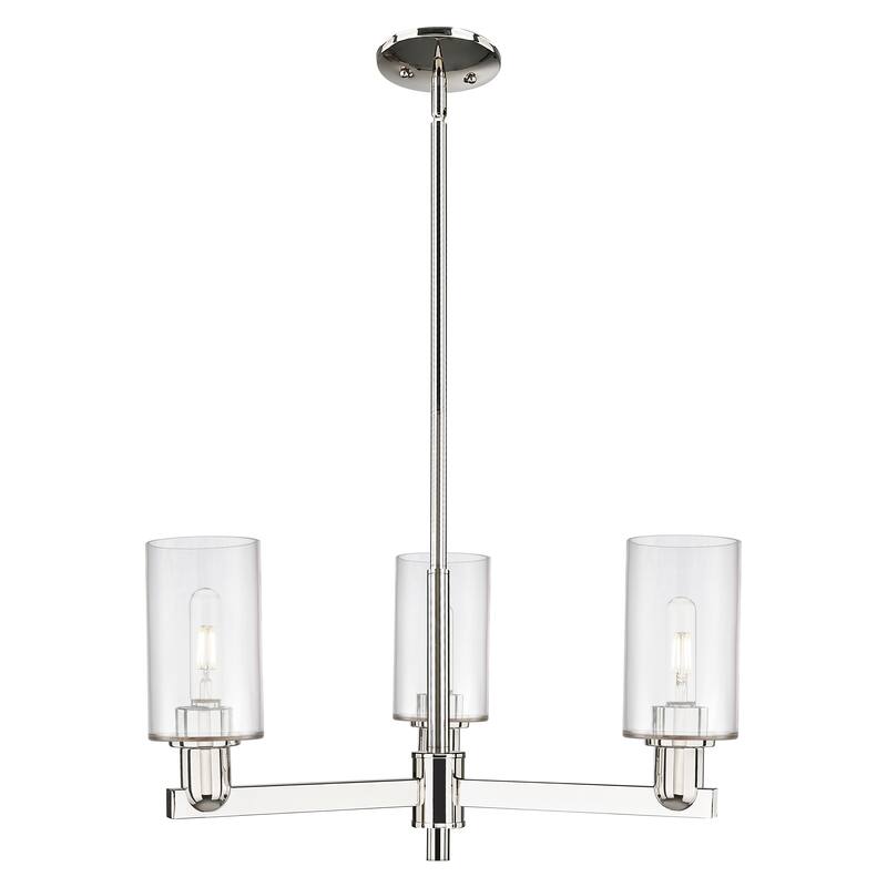 Innovations Lighting Endless Possibilities Arcadia - Clymer - 3 Light 26" Stem Hung Chandelier - Clear/Polished Nickel
