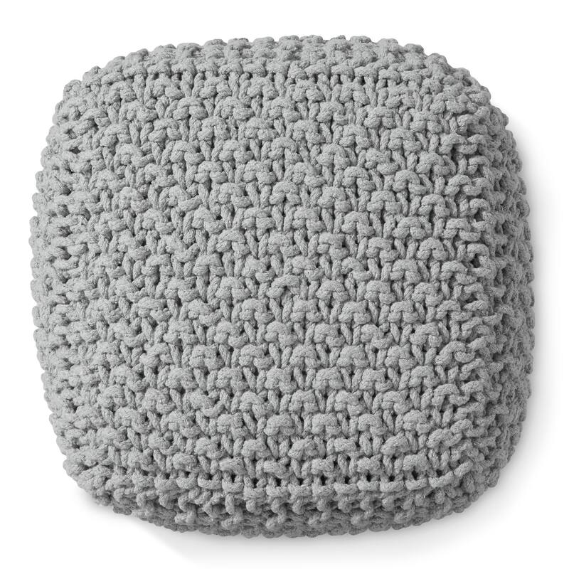 Cotton Pouf Ottomans Knit Foot Stool Pouffes for Living Room