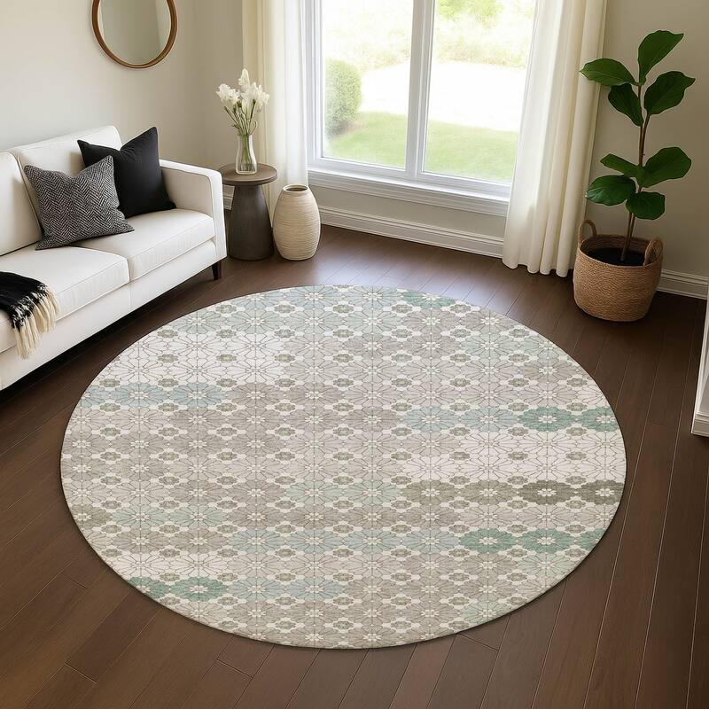 Premium Washable Super Soft Whimsy Mosaic Mayfield Rug - Taupe - 8' x 8'