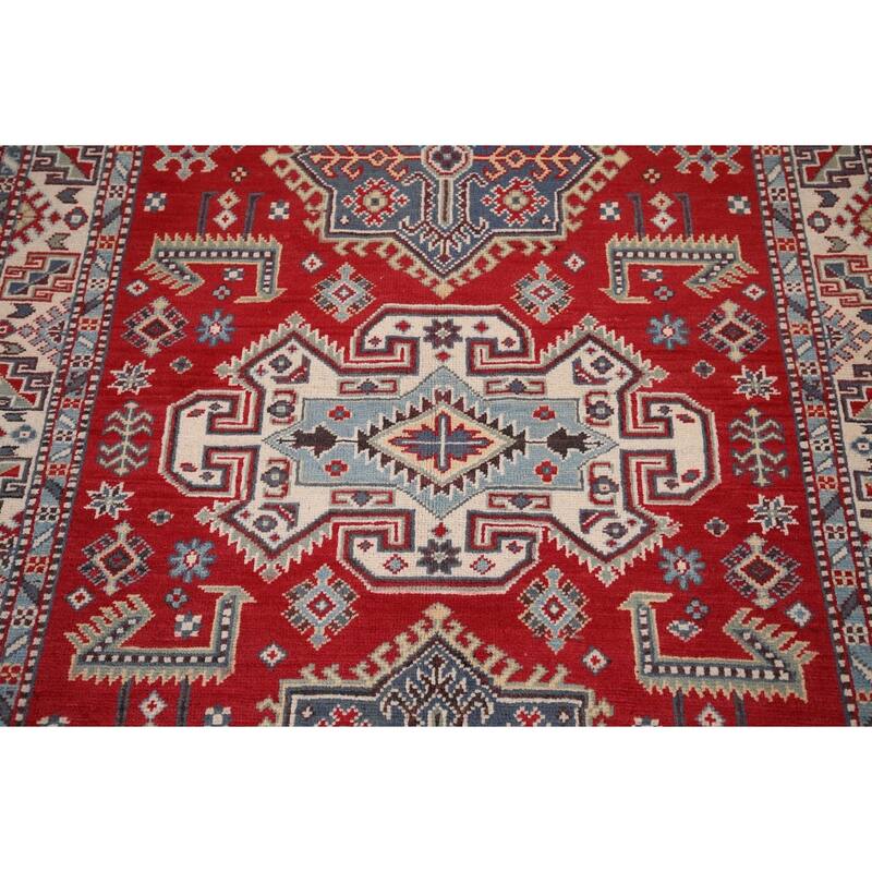Red Kazak Oriental Foyer Rug Handmade Wool Carpet - 4'0" x 6'3"