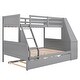 preview thumbnail 4 of 16, Twin over Full Bunk Bed with Trundle, Built-in Desk, Storage Drawers & Shelf in Gray - Perfect for Sleepovers