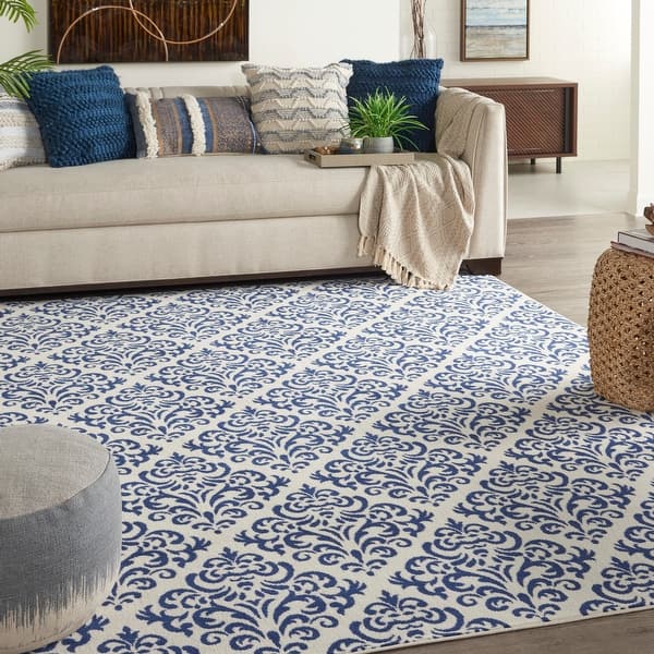 slide 2 of 19, Nourison Grafix Geometric Persian Transitional Area Rug 6' x 9' - White Blue - Runner/Rectangle