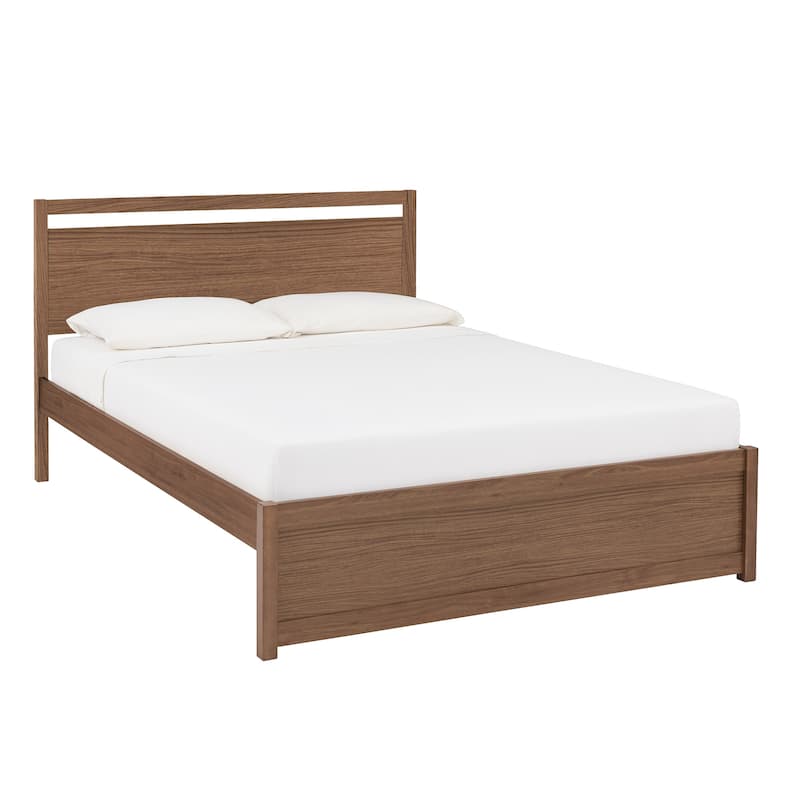 Wimberley Wood Finish Panel Platform Queen Bed by iNSPIRE Q Modern - Cutout Panel Headboard-Walnut