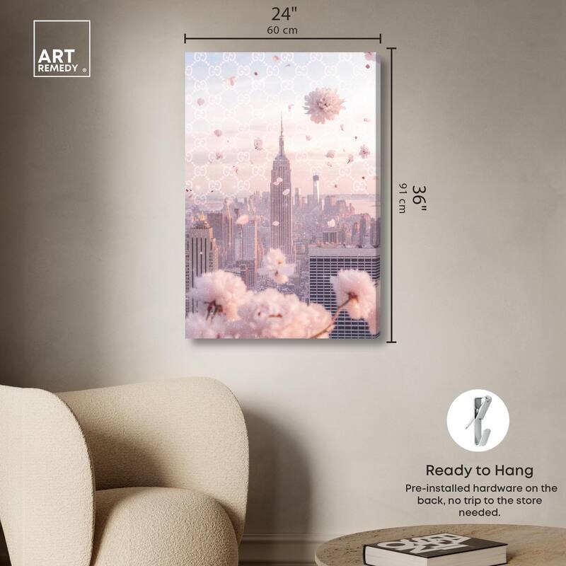Raining Petals in NYC Canvas by Art Remedy, Gallery Wrapped
