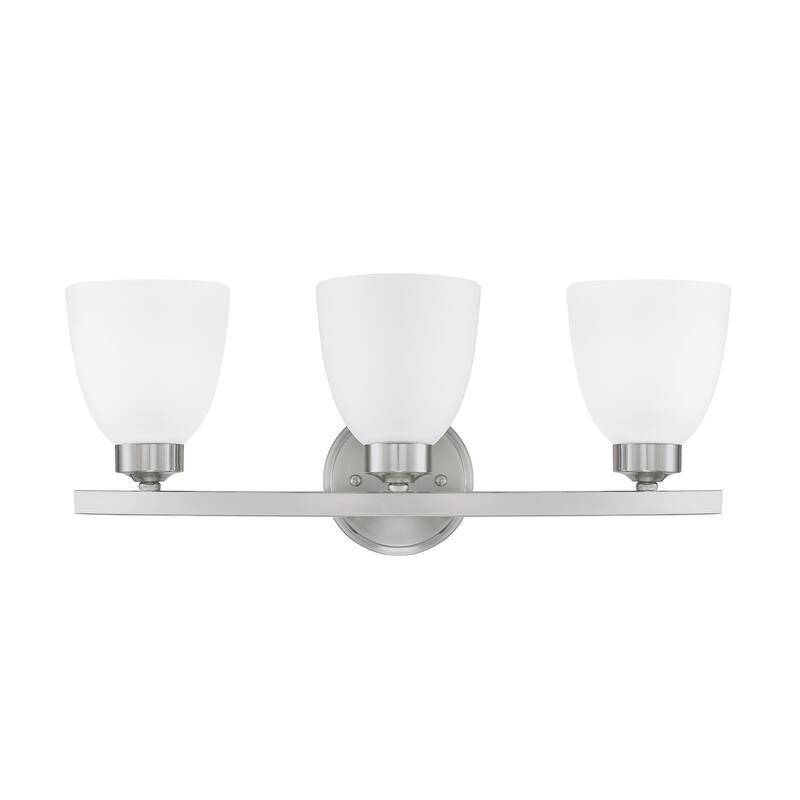 Jameson 21-inch 3-light Bath/Vanity Fixture w/ Soft White Glass - Brushed Nickel