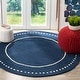 preview thumbnail 76 of 130, SAFAVIEH Handmade Bella Alverta Dotted Border Wool Rug 10' Round - Navy Blue/Ivory - Round