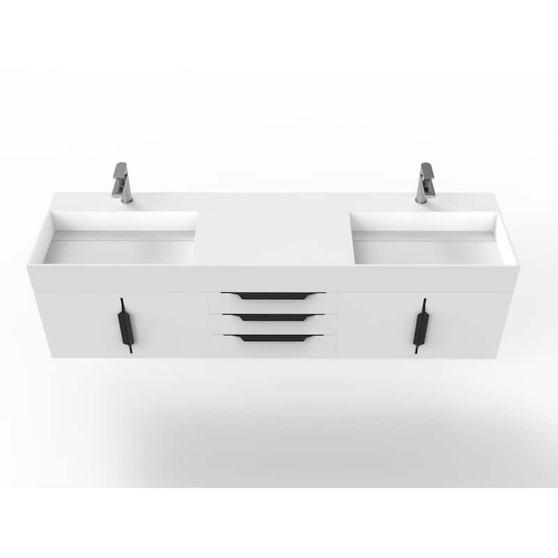 Amazon 72" Wall Mounted Bathroom Vanity Set w/ White Top