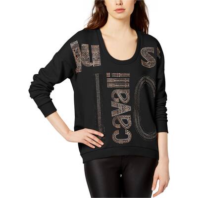 Just Cavalli Womens Studded Logo Sweatshirt,, Black, Medium