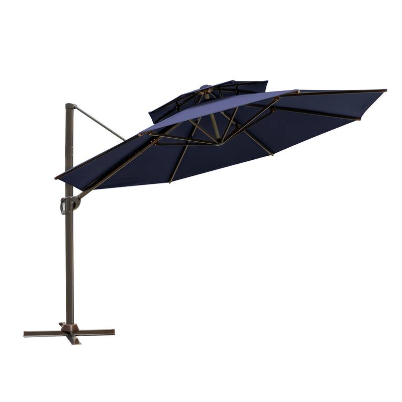 Pellebant 11.5 FT Double Top Patio Cantilever Umbrella, Base Not Included