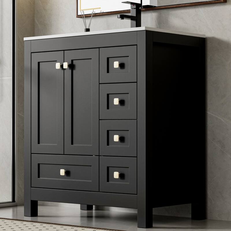 Eclife 30'' Bathroom Vanities Cabinet with Drop in Sink Combo Set
