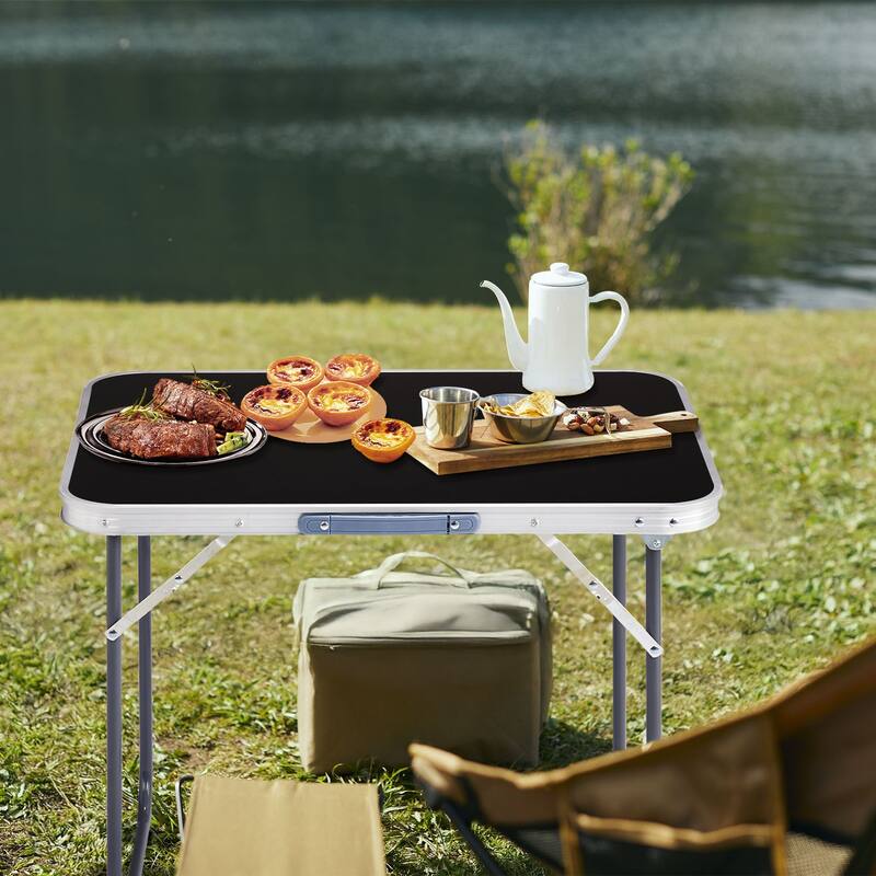 Portable 2.3ft Aluminum Folding Table for Outdoor Camping - 27.56" x 19.69" x 23.62"