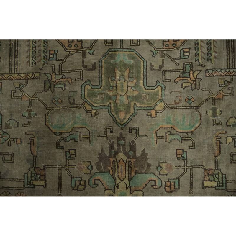 Hand Knotted Oriental 100% Wool Carpet Traditional Medallion Greys & Charcoal Tabriz Area Rug - 11' 2'' X 7' 7''