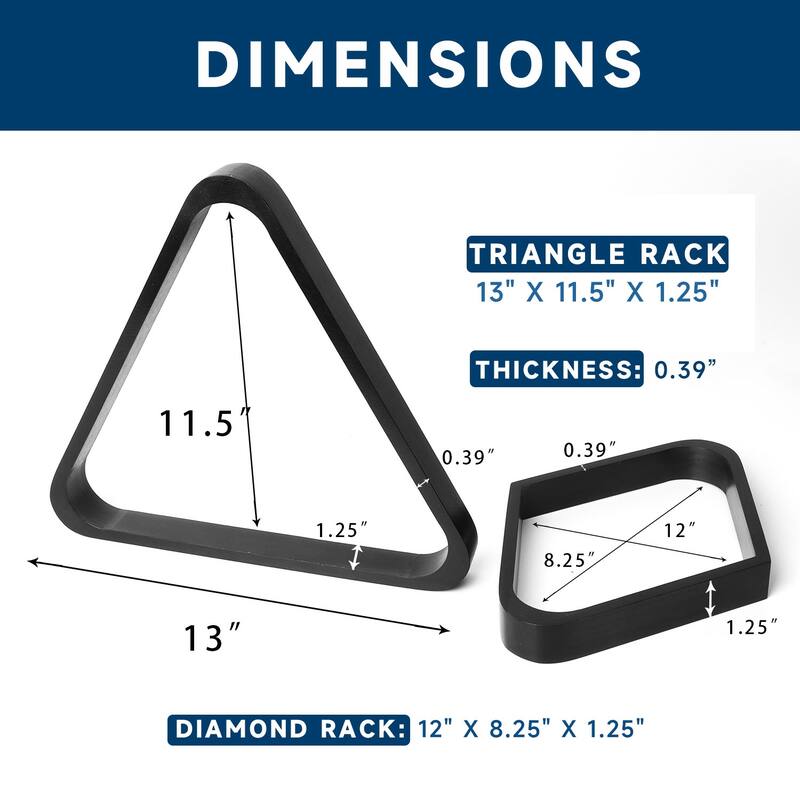 GSE™ 2-1/4"" Regulation Size Billiard/Pool Balls and 8-Ball Triangle & 9-Ball Diamond Rack Set - Billiard Accessory Kit