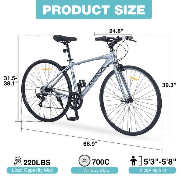 dimension image slide 0 of 3, Shimano 7 Speed Hybrid Bike Aluminum Alloy Frame C-Brake 700C Road Bike For men women's City Bicycle