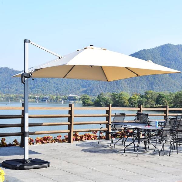 Shop Black Friday Deals On Costway 10ft Patio Offset Cantilever Umbrella 360 Degree Tilt Aluminum On Sale Overstock 30889953