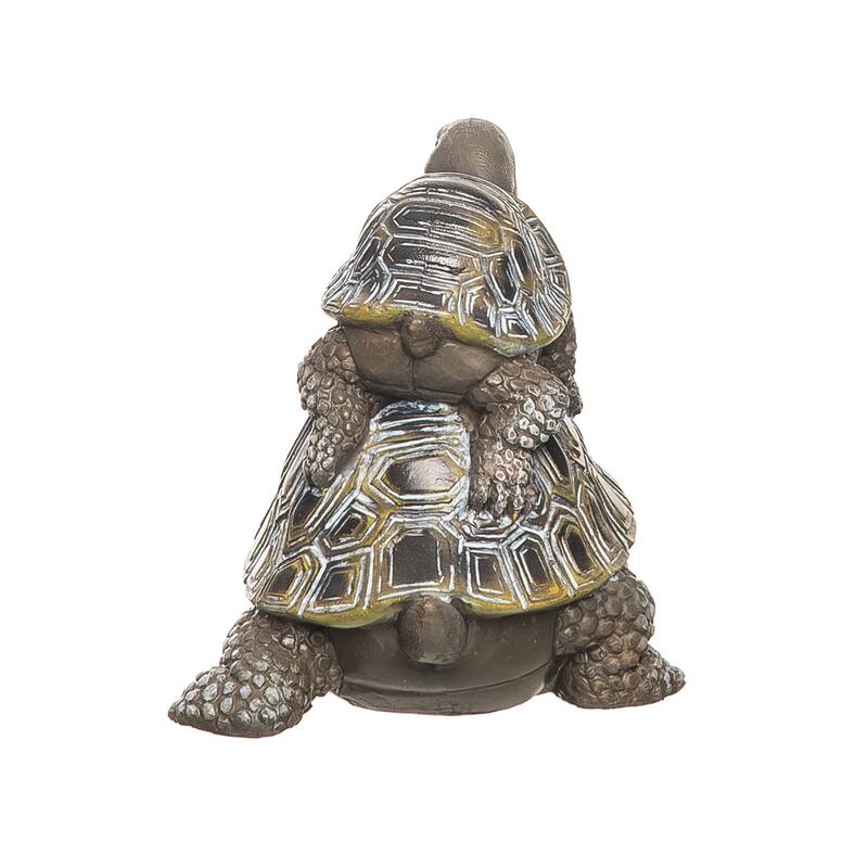 Transpac Resin 6.75 in. Gray Spring Stacked Turtle Fig