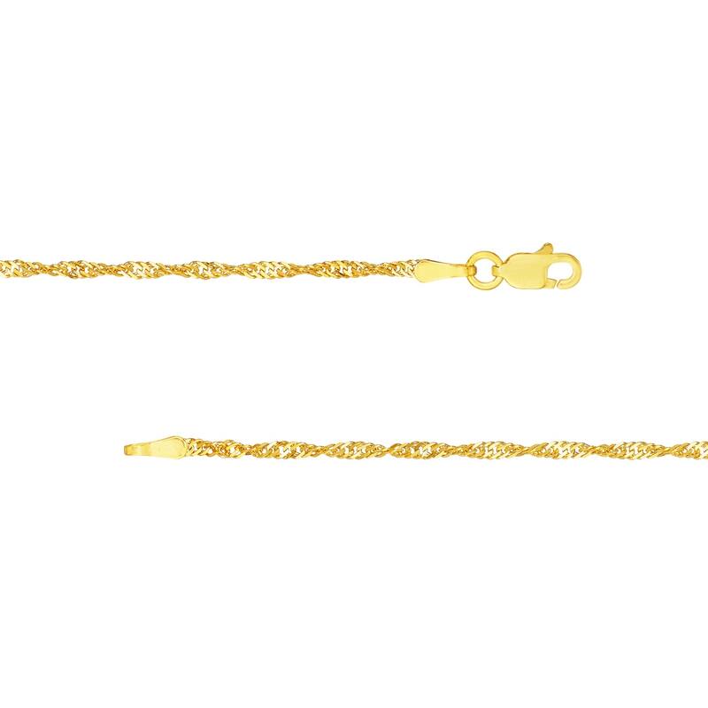 Curata 14k Yellow Gold Singapore Chain Necklace 1.7mm (Lobster)