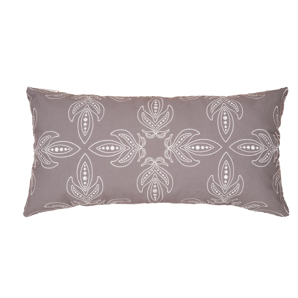 12" x 24" Gray Hoveau Embroidered Pillow