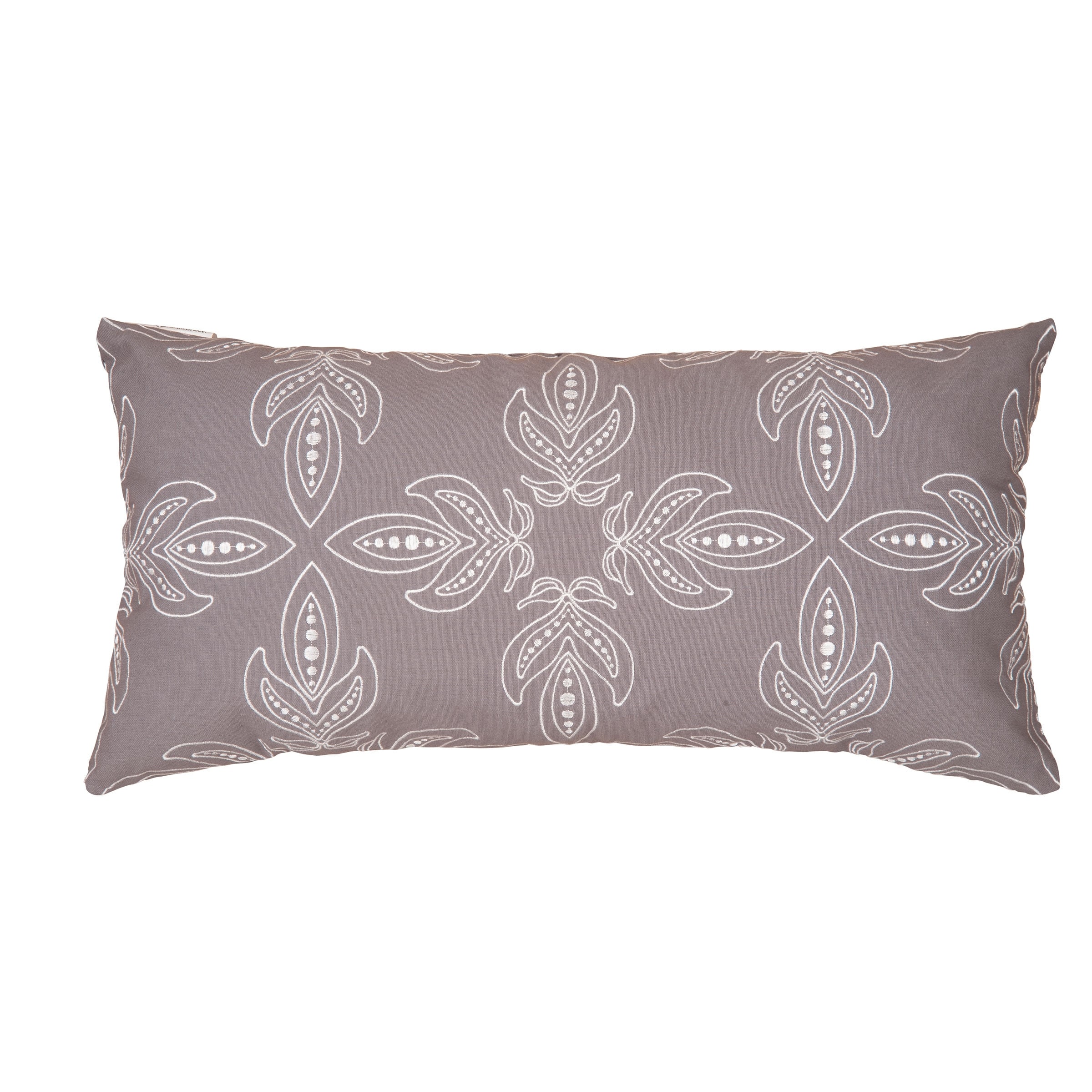 12" x 24" Gray Hoveau Embroidered Pillow
