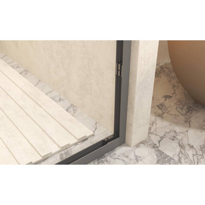 Aluminum Frame Double Sliding Shower Door, 1/4" Tempered Glass with Explosion-Proof Film & Stainless Steel Handle