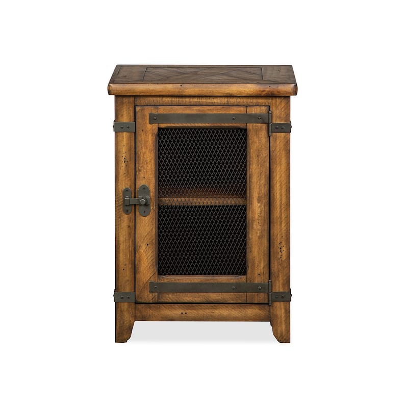 Magnussen Home Chesterfield Farmhouse Timber Chairside End Table - 19''W x 19''D x 26''H