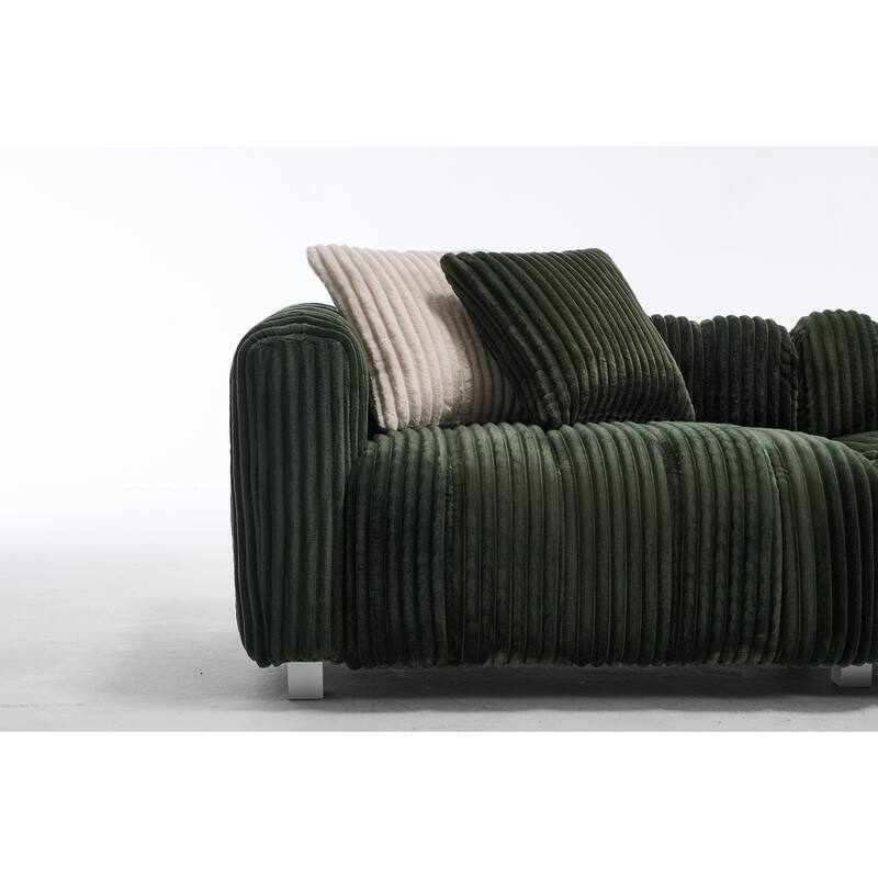 114" Corduroy Three-Seater Sofa - Sturdy Wooden Frame, Comfortable & Durable