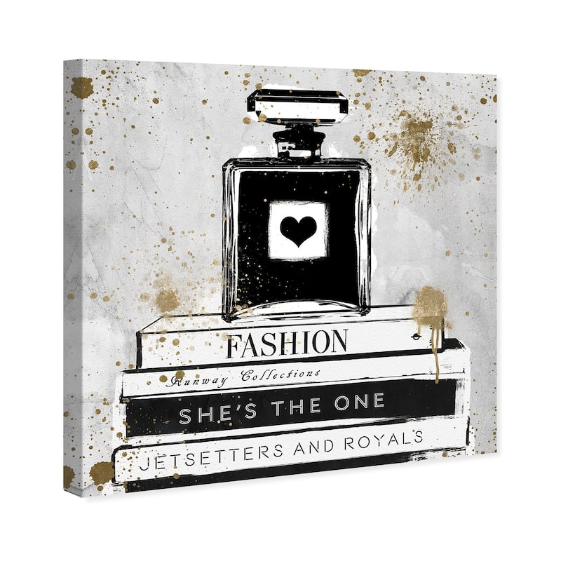 Wynwood Studio Canvas Fashion and Glam Perfume And Books Black and Glam Wall Art Canvas Print