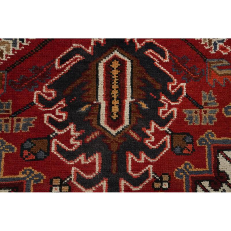 Hand Knotted Oriental 100% Wool Carpet Traditional Medallion Red Heriz Area Rug - 9' 10'' X 6' 7''