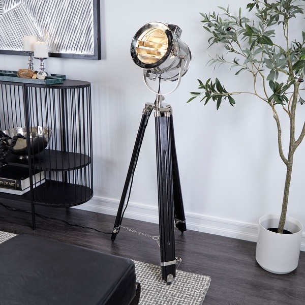 Black Wood Spotlight Floor Lamp with Silver Metal Accents On Sale Bed Bath Beyond 10320075