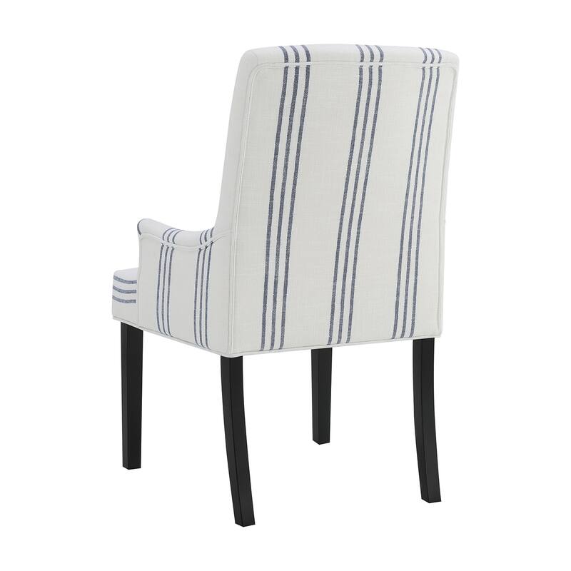 Upholstered Dining Arm Chair in Beige and Black