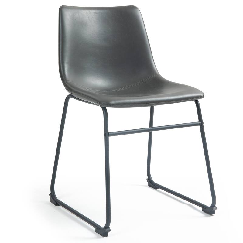 Adan Iron Frame Faux Leather Dining Chair (Set of 2)