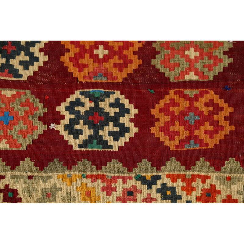 Red Kilim Qashqai Persian Vintage Area Rug Handmade Tribal Wool Carpet - 4'8"x 7'8"