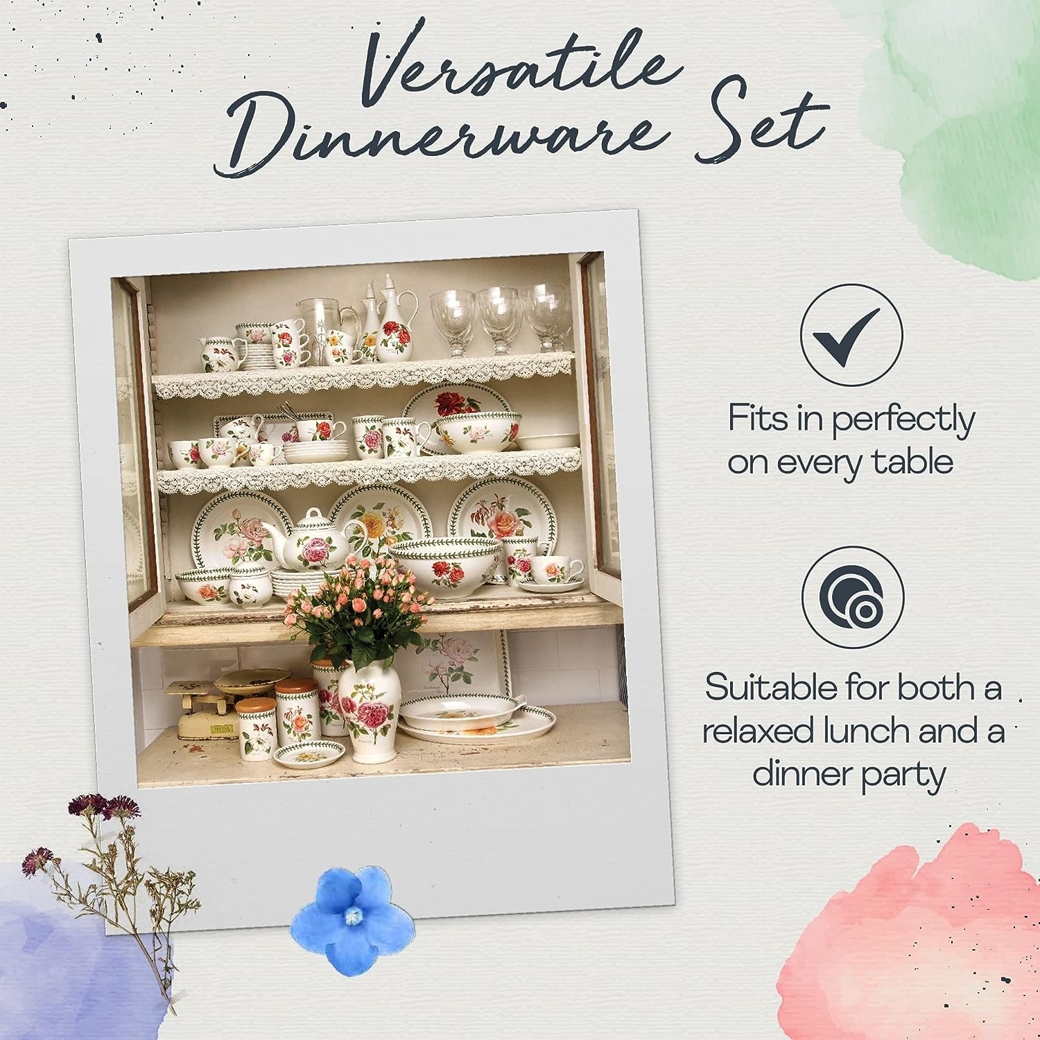 potiron❤︎ Portmeirion Botanic Roses Collection 3 Piece Dinnerware Set