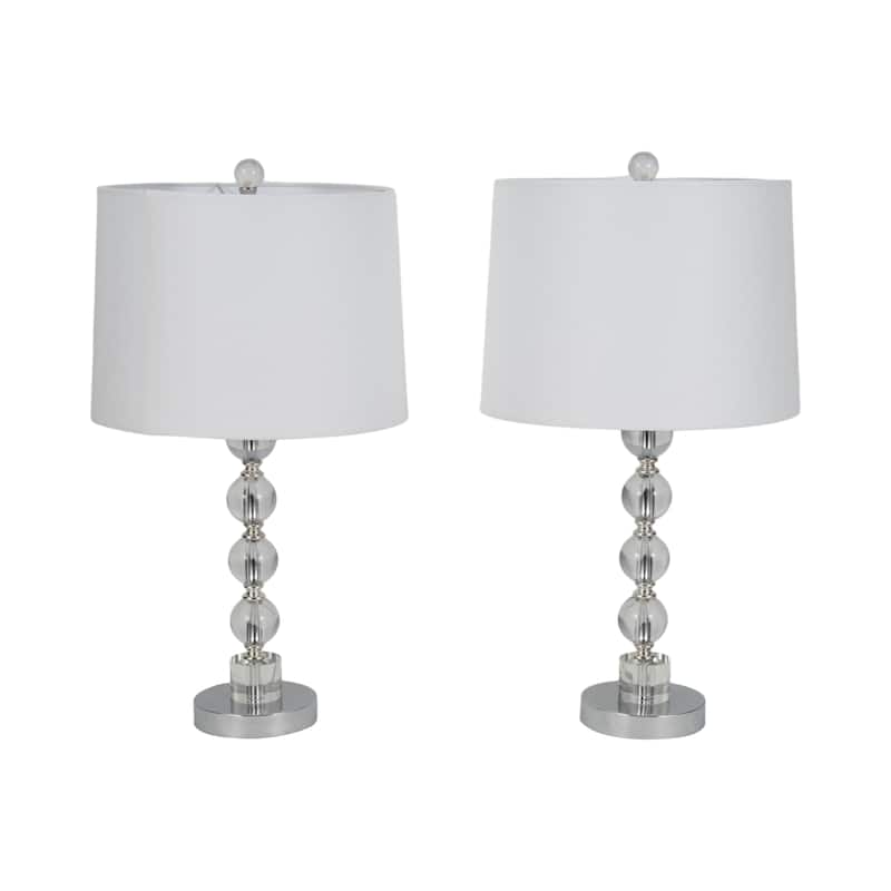 Sagebrook Home Set of 2 Crystal Silver Table Lamps - 12" x 12" x 22"